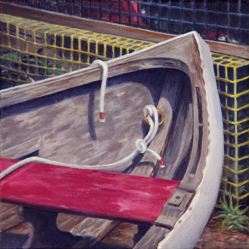 Will Kefauver oil painting, "Dinghy 'n' Trap"