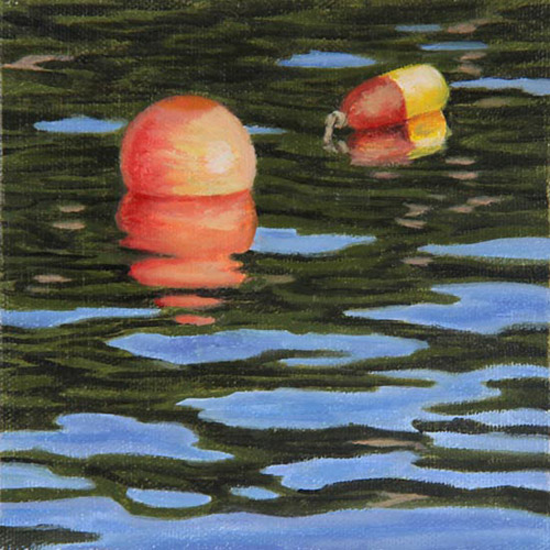 Will Kefauver oil painting, "Float 'n' Buoy, Red"