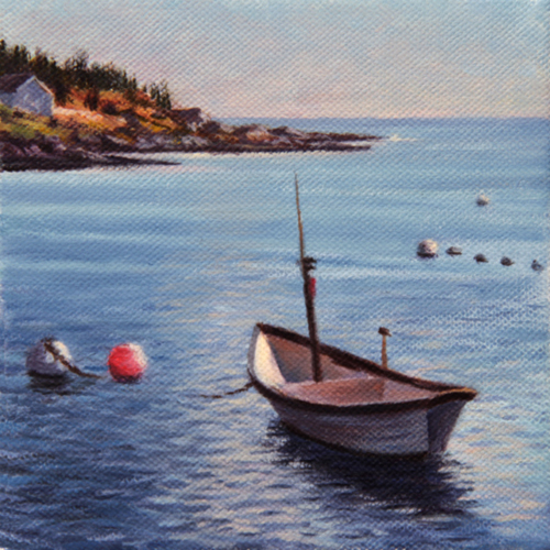 Will Kefauver oil painting, "Monhegan Mooring"