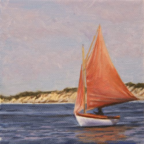 Will Kefauver oil painting, "Red Sails"