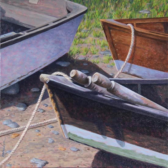 Will Kefauver painting, "Three Prow II", 20" x 20", oil on canvas