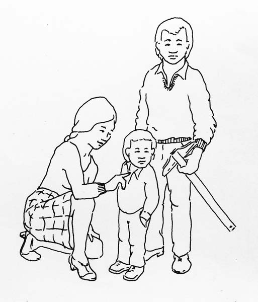 Lineart Asian Family