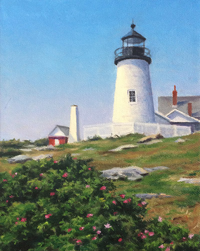 Will Kefauver oil painting, "Pemaquid Roses II"