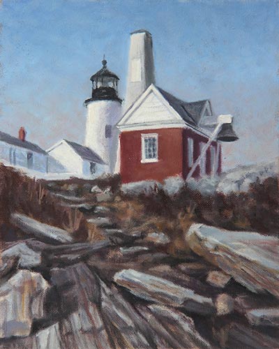 Will Kefauver oil painting, "Rocky Path, Pemaquid"