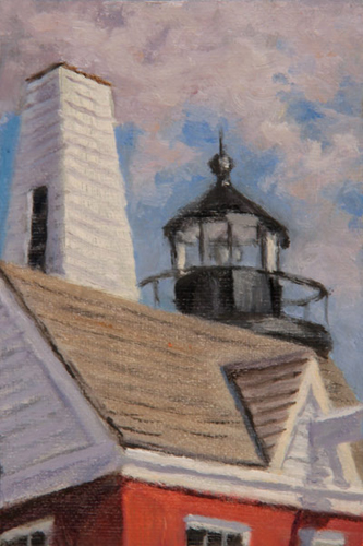 Will Kefauver oil painting, "Rooftops, Pemaquid"