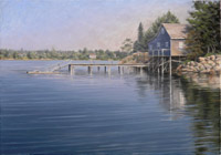Maine Dock, oil on linen, landscape