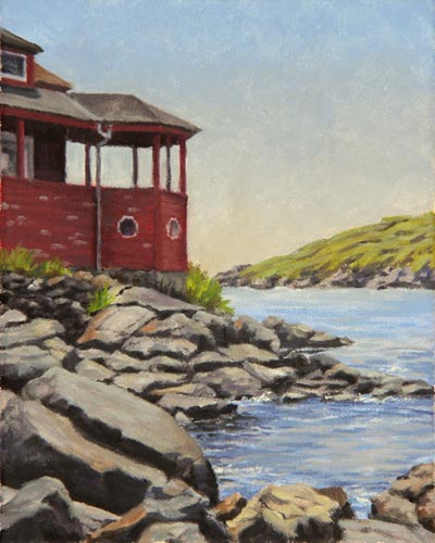 Will Kefauver oil painting, "Red House, Monhegan II"