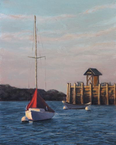 Will Kefauver oil painting, "Red, Monhegan", Monhegan Island, Maine