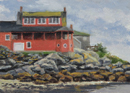 Will Kefauver oil painting, "Red House, Monhegan II"