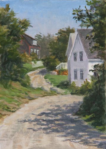 Will Kefauver oil painting, "Village Lane"