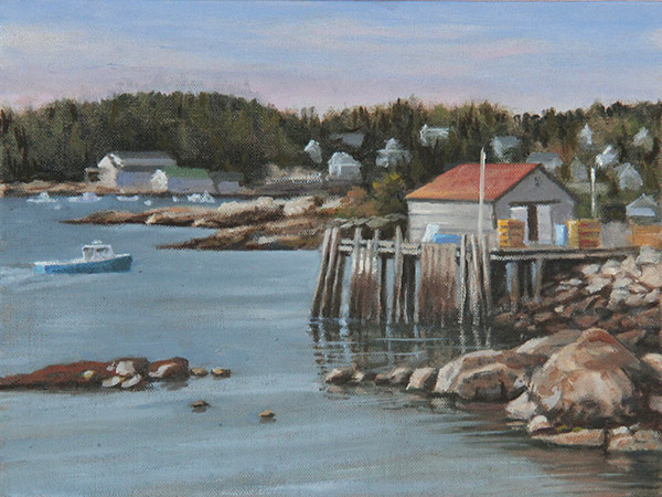 Will Kefauver oil painting, "Stonington Harbor"