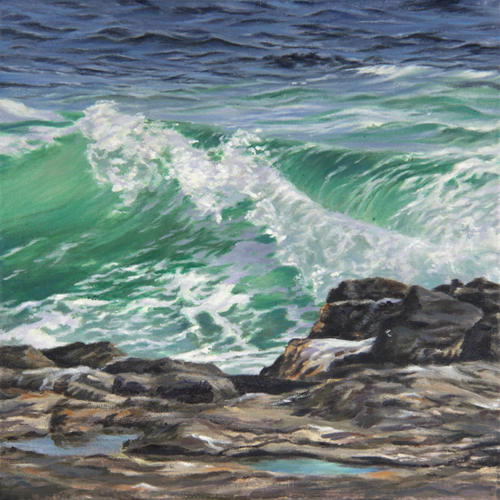 Will Kefauver oil painting, "Wave 'n' Pool"