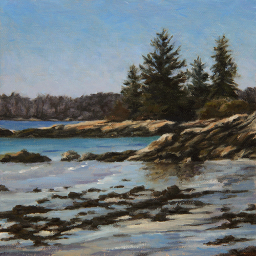 Will Kefauver oil painting, "Afternoon, Pemaquid Beach"