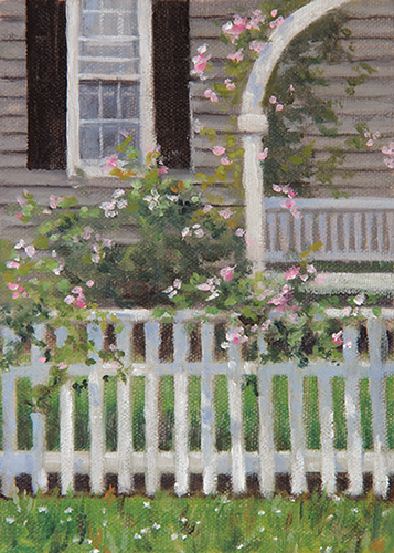 Will Kefauver oil painting, "Rose Cottage"