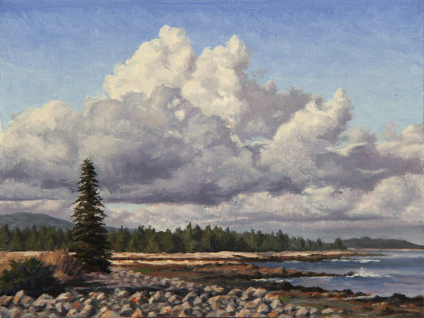 Will Kefauver oil painting, "Seawall Clouds"