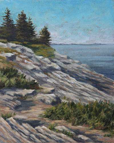 Will Kefauver oil painting, "Upcoast Pemaquid"