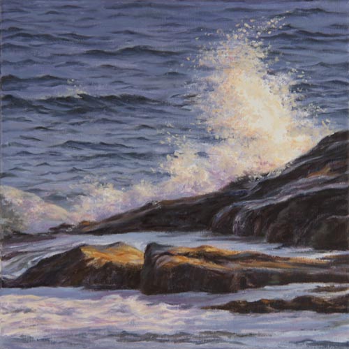 Will Kefauver oil painting, "Vinalhaven Surf"
