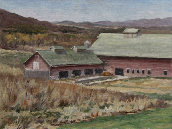 Will Kefauver oil painting, "Valley Barn"