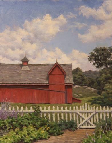 Will Kefauver oil painting, "Farm Garden"