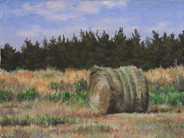 Will Kefauver oil painting, "Hay Bale"