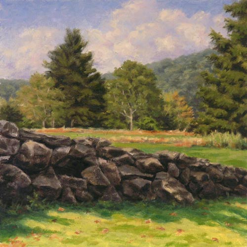 Will Kefauver oil painting, "Pound Ridge Wall"