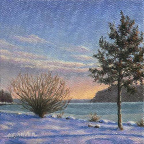 Will Kefauver oil painting, "Hudson Winter"