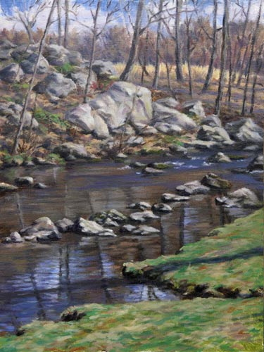 Will Kefauver oil painting, "Pound Ridge Stream"