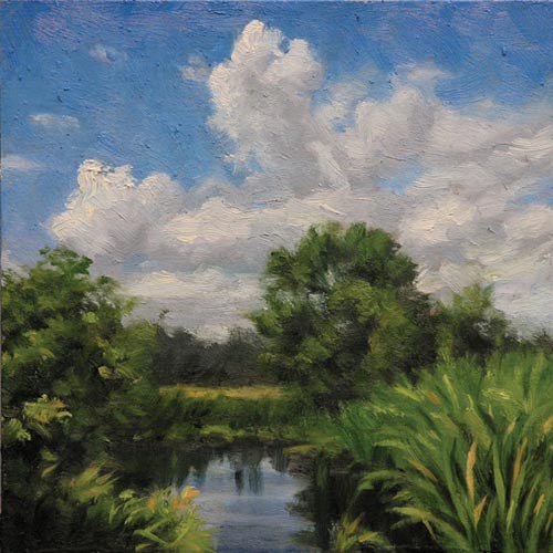 Will Kefauver oil painting, "Reed Pond"