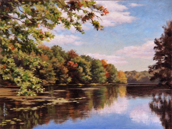 Will Kefauver oil painting, "Autumn Reservoir"