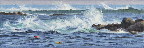 Will Kefauver oil painting, "Long Break with Buoys"