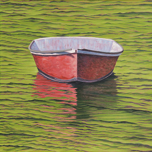 Will Kefauver oil painting, "Skiff, Salmon"