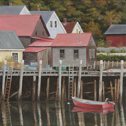 Will Kefauver oil painting, "Vinalhaven Red"