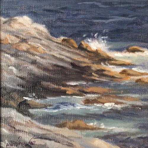 Will Kefauver oil painting, "Rocks to the Sea"