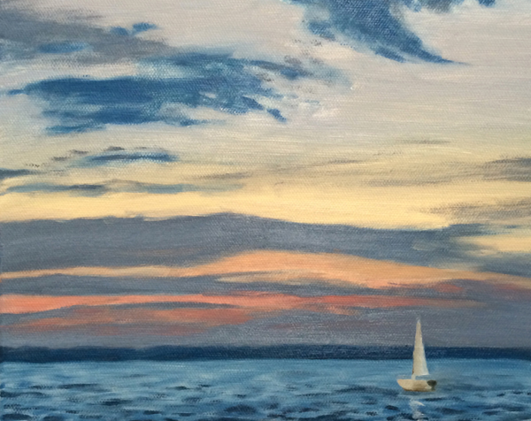 Eve Corbett oil painting, Sunset Sail