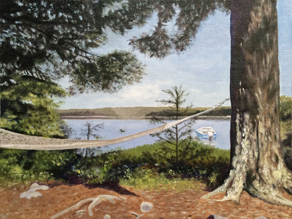 Jenny Doyle, oil painting, "Pemaquid Pond"